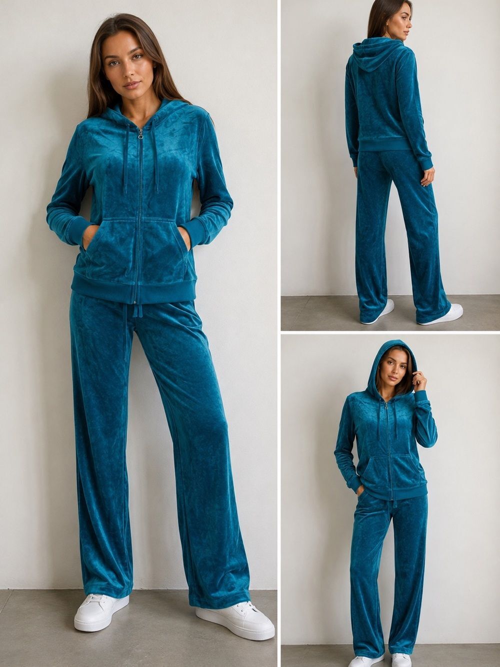 New York & Company Women’s Velour Track Suit 2 pcs Dark Turquoise Size XL